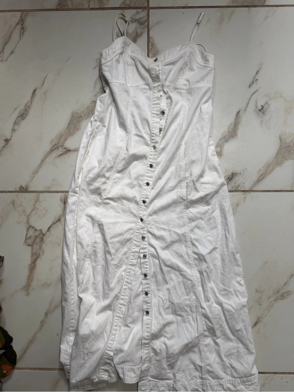 Free People White Strapless Button-Front Midi Dress